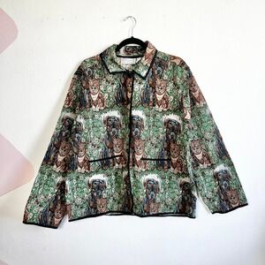 Jane Ashley Tapestry Jacket Cat Dog Print Cottagecore Sz 1X